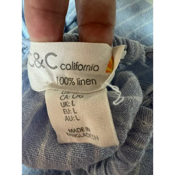 C&C California Blue White Linen Tank Large - Picture 3 of 9